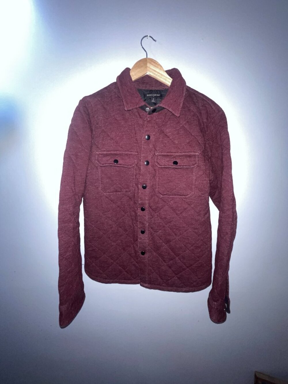 Banana Republic Shacket Shirt Jacket Men's Small Quilted Maroon Spring 2015
